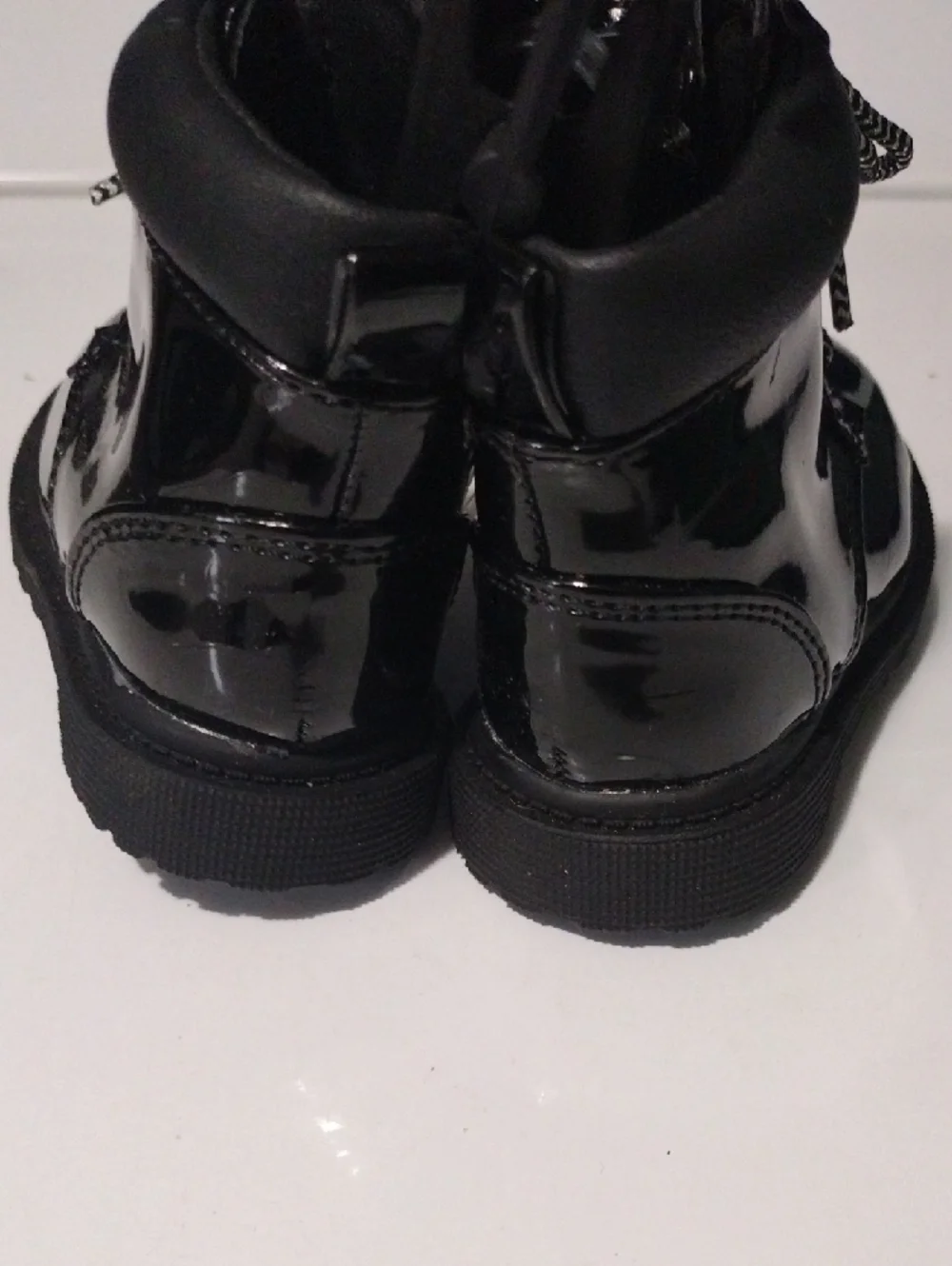 wonder nation Black Patent Kids Lace-Up Boots